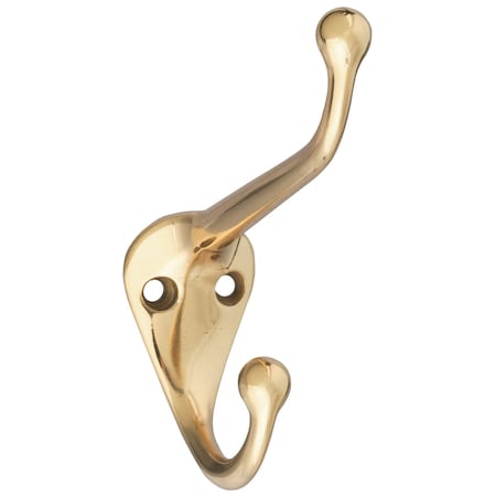 National Hardware National Hardware 2 in. L Bright Brass Solid Brass Coat/Hat Hook 75 lb. cap. 1 pk N198-101